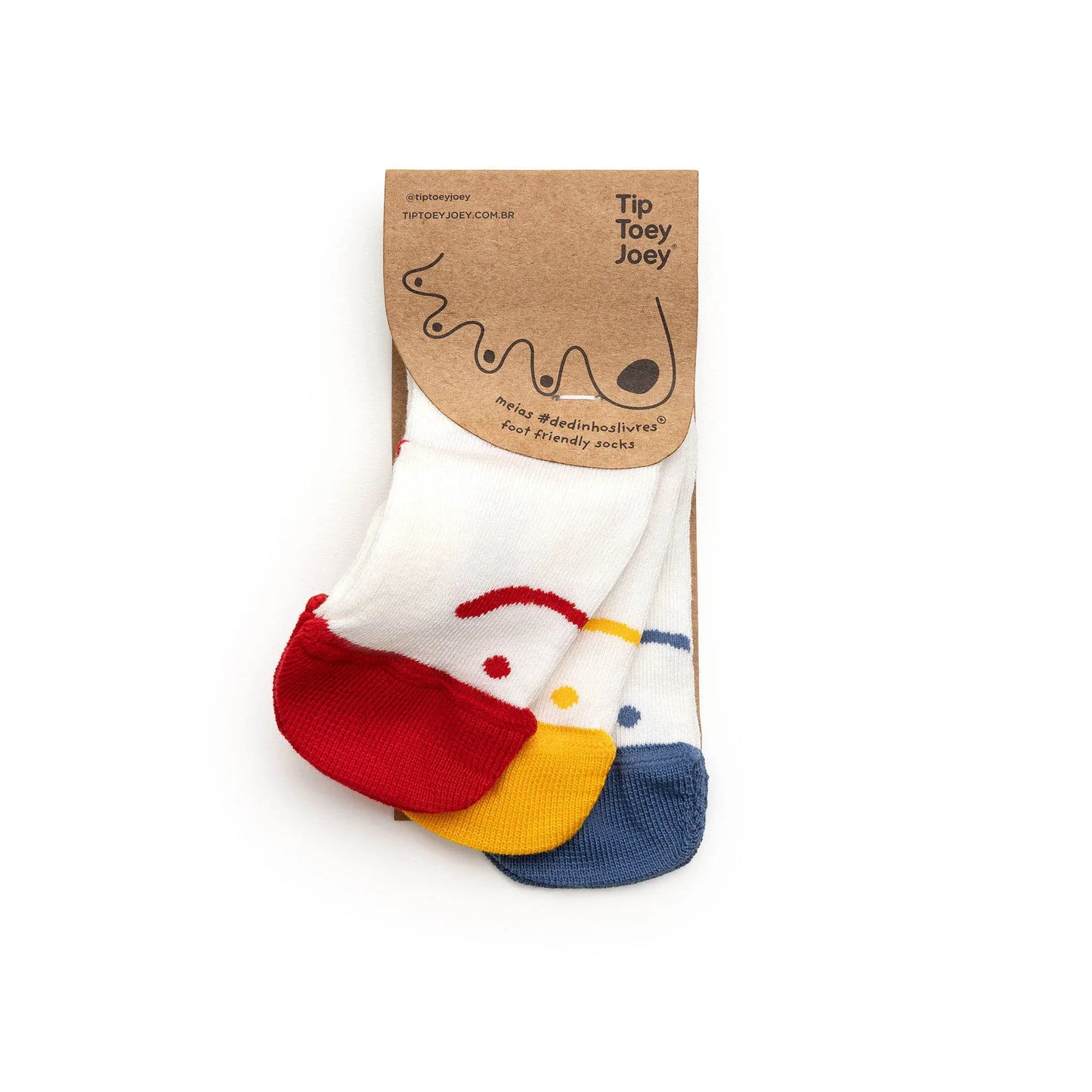 Kit Chaussettes Barefoot Smile Rouge/Jaune/Bleu - Tip Toey Joey